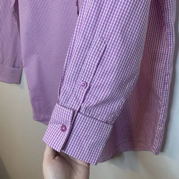 Camila Coelho Elliot Shirt Dress Gingham Check Pink Lilac White - Small - Picture 8 of 16